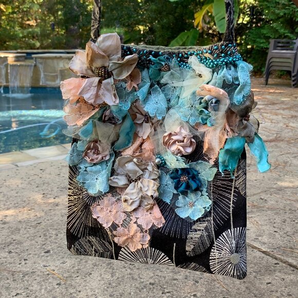 Boho Shabby Chic Handmade Floral Shoulder Bag - Picture 2 of 12